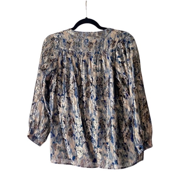 B&SH Blue and Gold Shimmer Blouse - Picture 3 of 8